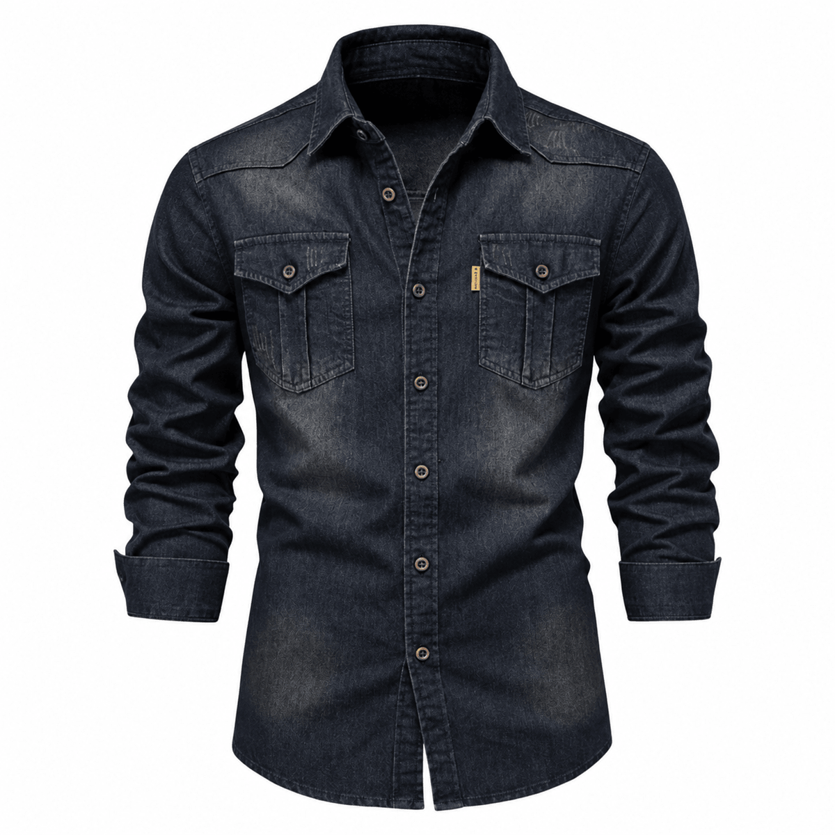 Tom - Men's Western Style Shirt with Chest Pockets - Shirts - Navy Blue - Davies & Cooper