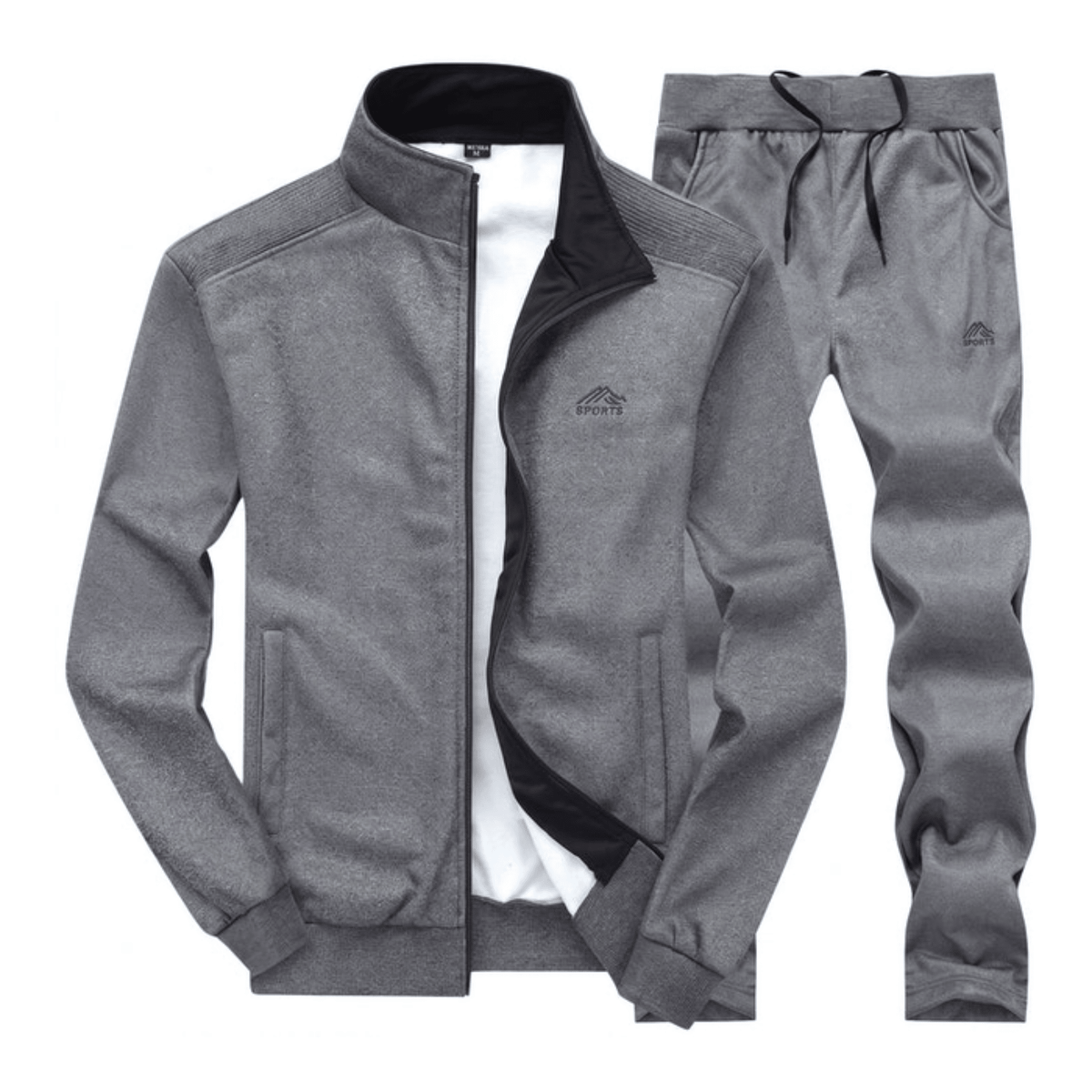 Wilhelm - Men's Stand Collar Zip-Through Tracksuit Set - Outfit Sets - Dark Grey - Davies & Cooper
