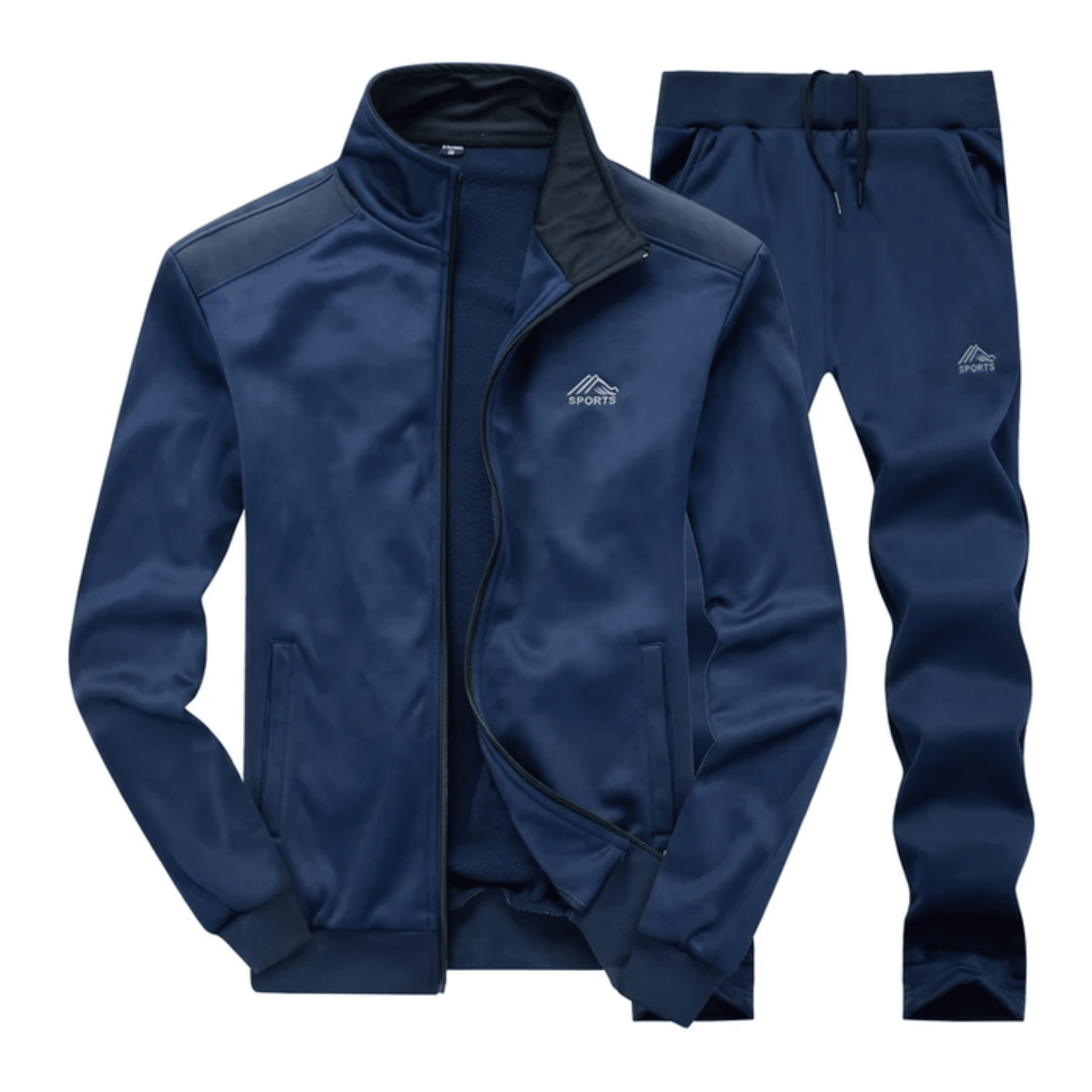 Wilhelm - Men's Stand Collar Zip-Through Tracksuit Set - Outfit Sets - Blue - Davies & Cooper