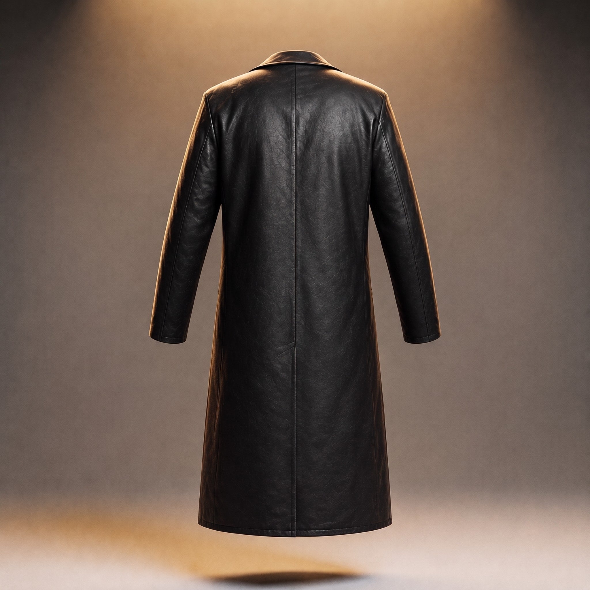 William - Men's Double-Breasted Longline Overcoat with Metal Buttons - Trench Coats - Black - Davies & Cooper