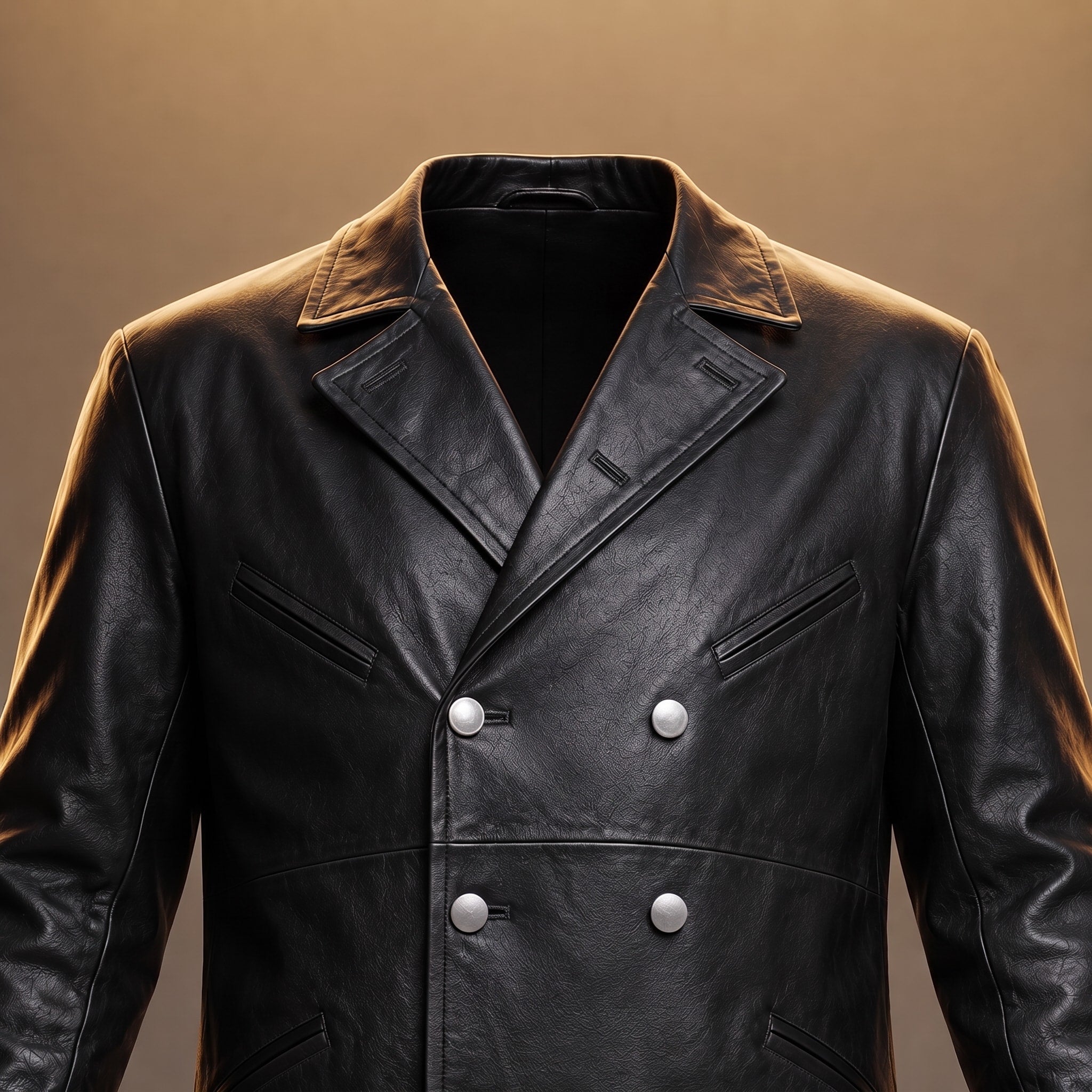 William - Men's Double-Breasted Longline Overcoat with Metal Buttons - Trench Coats - Black - Davies & Cooper
