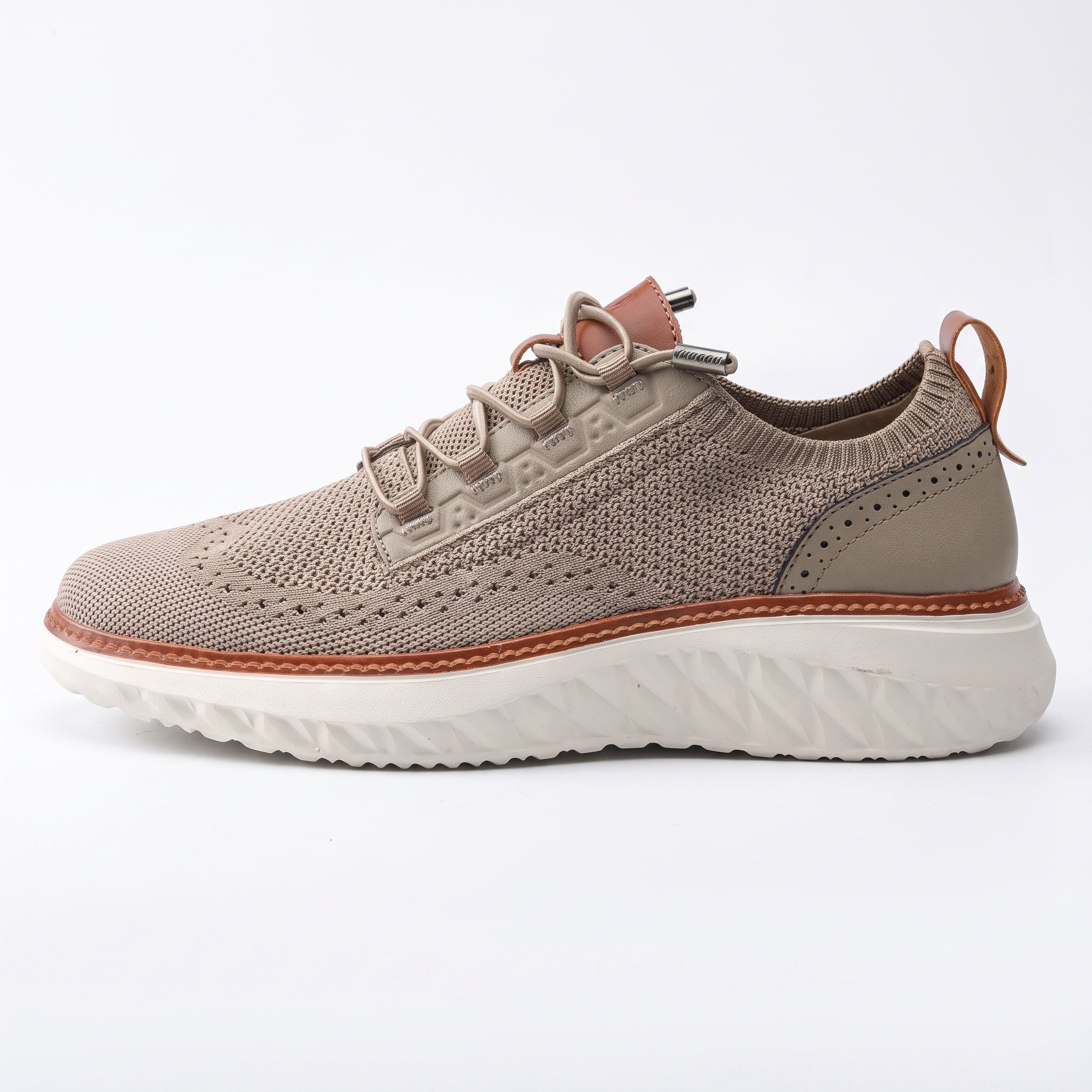 William - Men's Orthopaedic Lace-Up Cushioned Sole Trainers - Trainers - Beige - Davies & Cooper