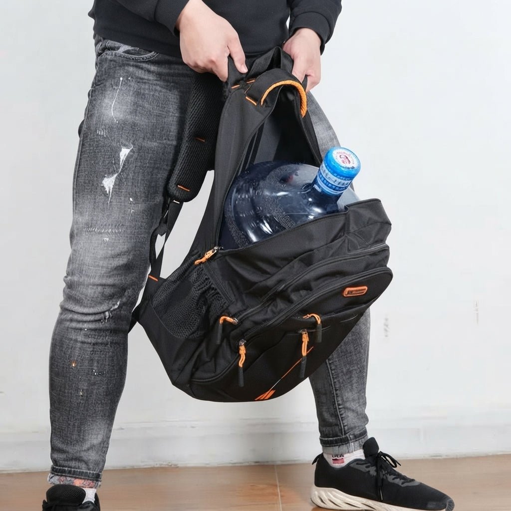 William - Men's Water-Resistant Backpack with Side Pockets - Backpacks - Orange - Davies & Cooper