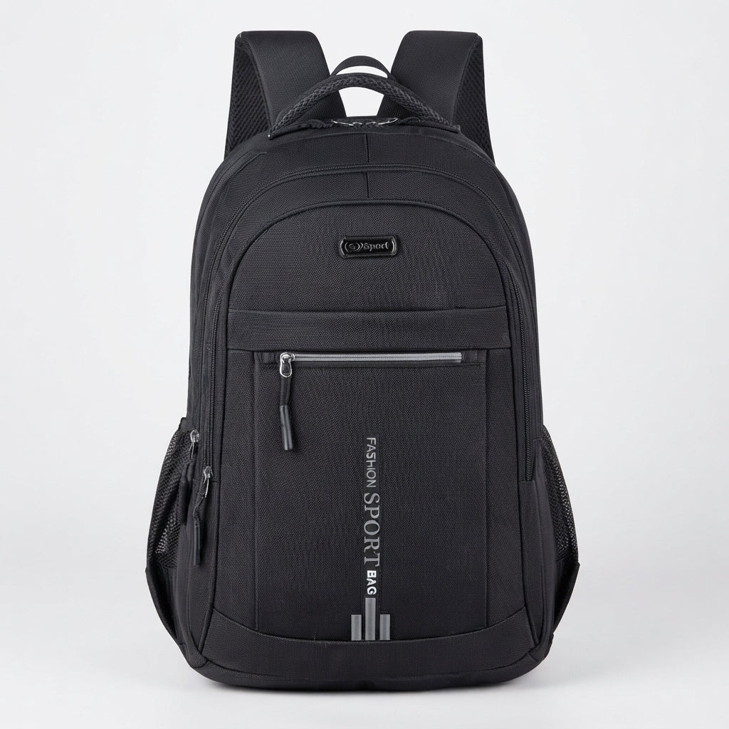 William - Men's Water-Resistant Backpack with Side Pockets - Backpacks - Black - Davies & Cooper