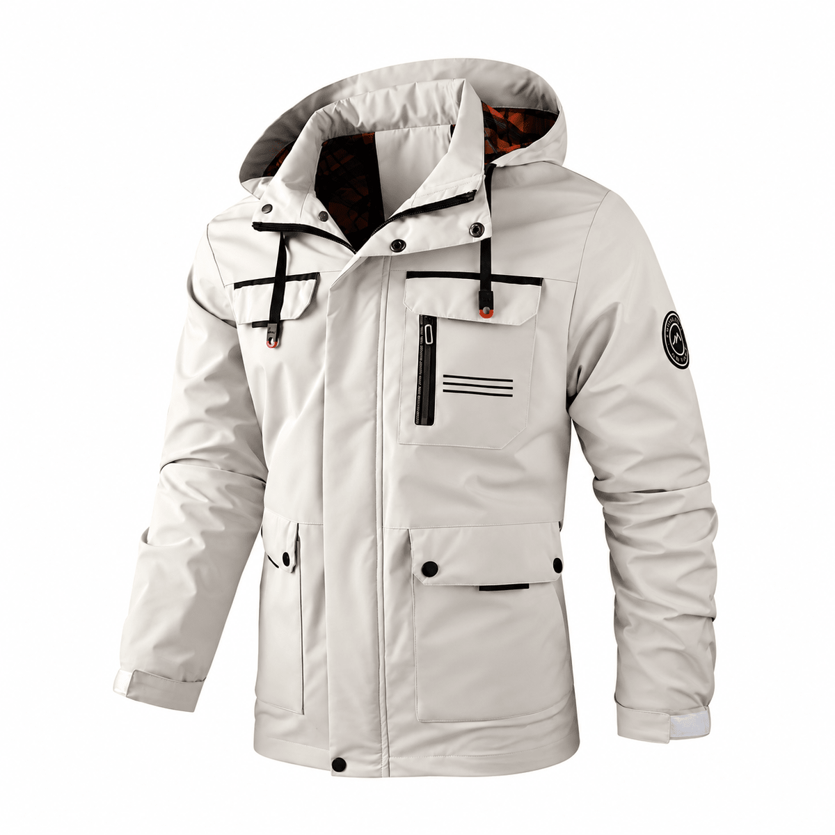 William - Men's Winter Hooded Parka Jacket with Multiple Zip Pockets - Parkas - White - Davies & Cooper